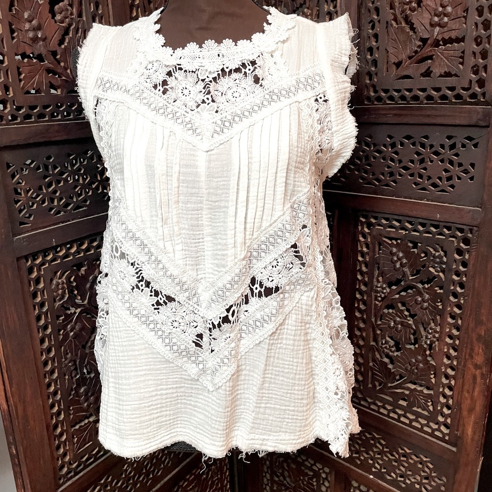White floral blouse.
